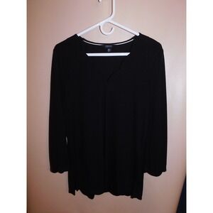 Women's IMNYC Black Long Shirt Sleeve Scalloped Edge Medium